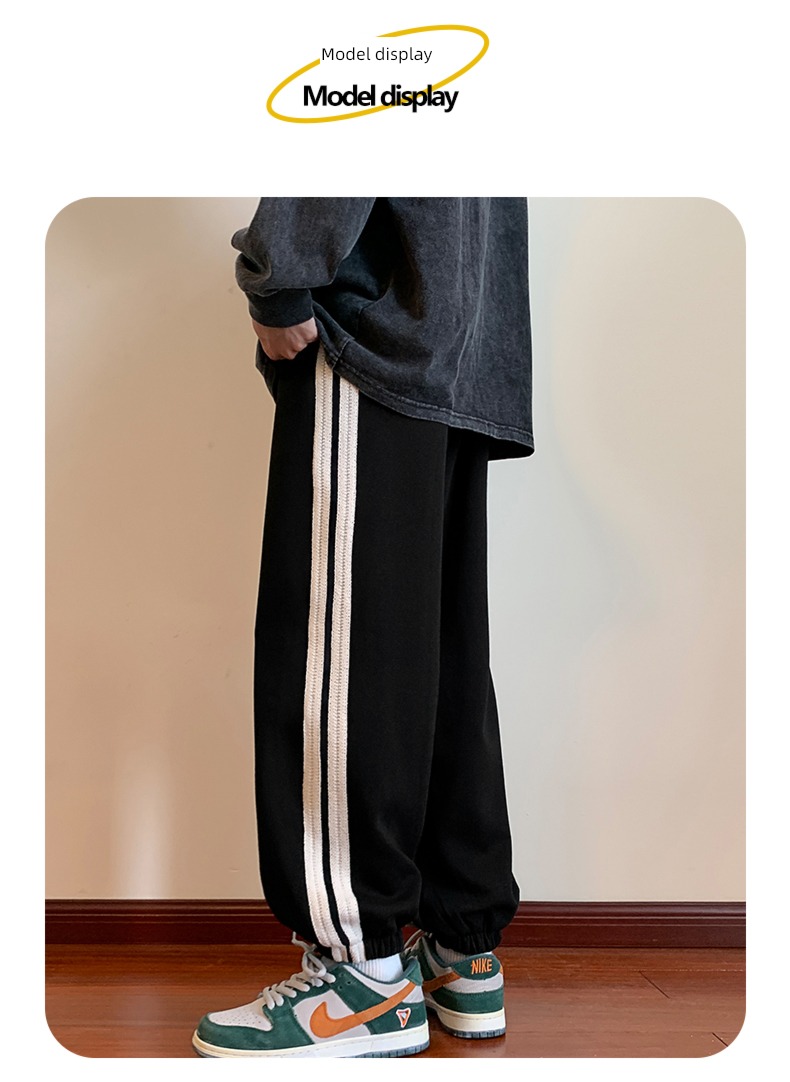 Plush Men's style Autumn and winter leisure time easy Tie one's feet trousers