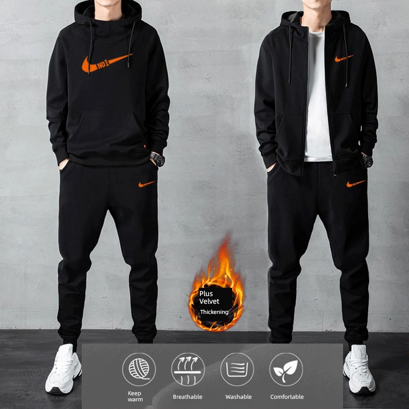 Nike Autumn and winter ins Plush Hooded Sports suit