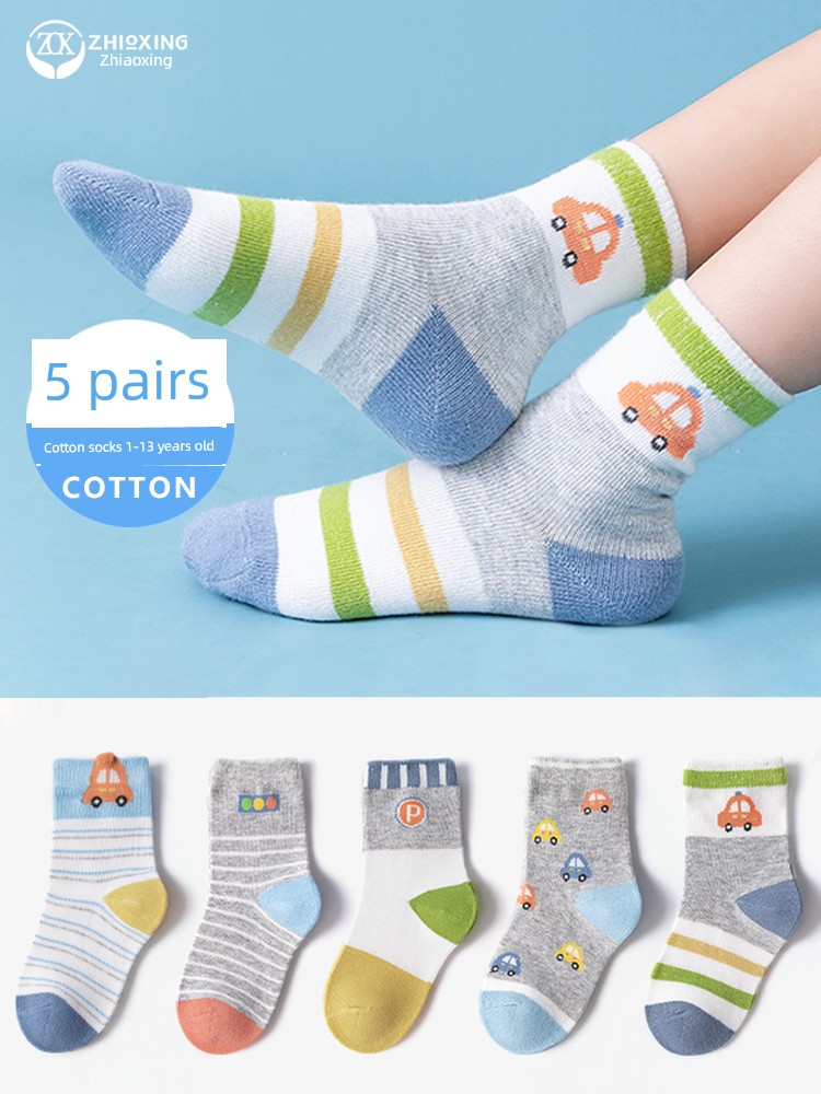 Pure Cotton Spring & Fall Thin Kid Cartoon Children's Socks