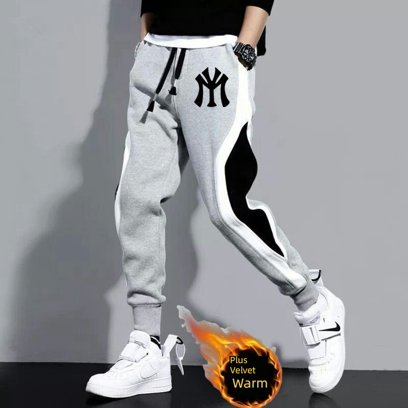Bundle leg Chaopai leisure time Autumn and winter Plush thickening sweatpants