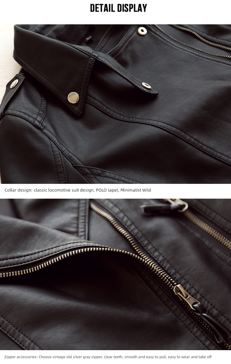 spring and autumn Korean version Lapel Locomotive clothes have cash less than that is registered in the accounts ma'am leather clothing