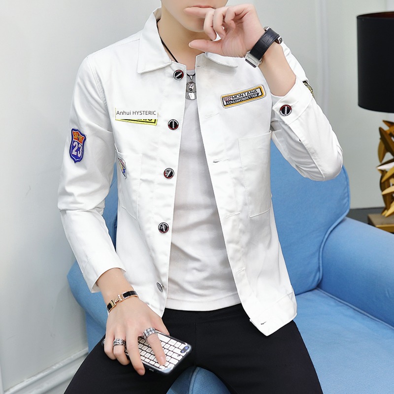 Kwai hung Spring and Autumn Denim shirt easy Couples dress