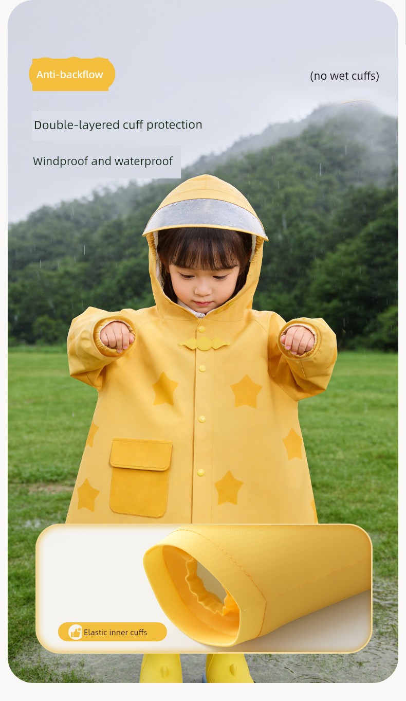 Star Little Shark Children's Raincoat and Rain Shoe Set for Boys and Girls, Waterproof Cartoon Rain Boots, Non-Slip Water Shoes — 10