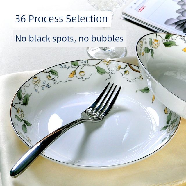 Plate dish dish home Tangshan bone porcelain rice plate deep plate soup plate ceramic western food plate Champs Elysees fruit plate plate plate plate plate plate