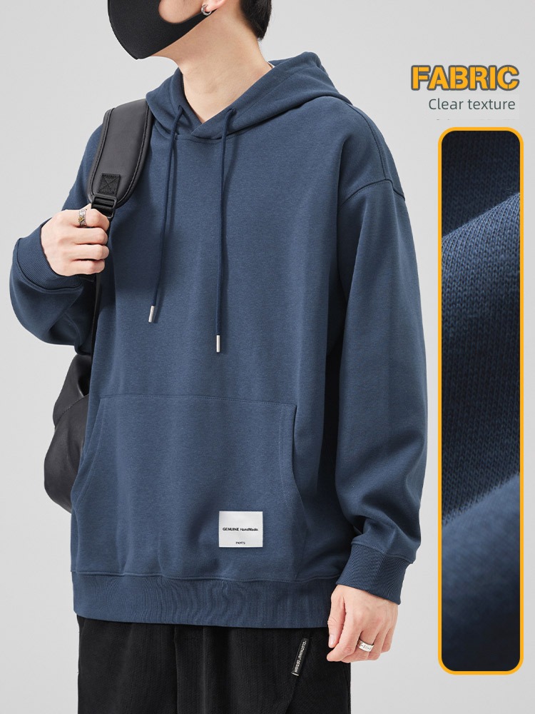 Sweater man Autumn and winter Chaopai easy Hooded leisure time Put on your clothes winter thickening keep warm Pounds Long sleeve loose coat