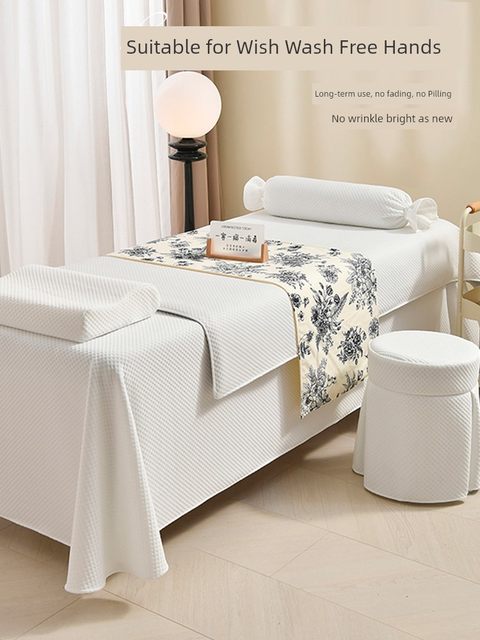 High-end light luxury beauty bed cover four-piece set four-season universal beauty salon special bedding massage sheet physiotherapy with holes
