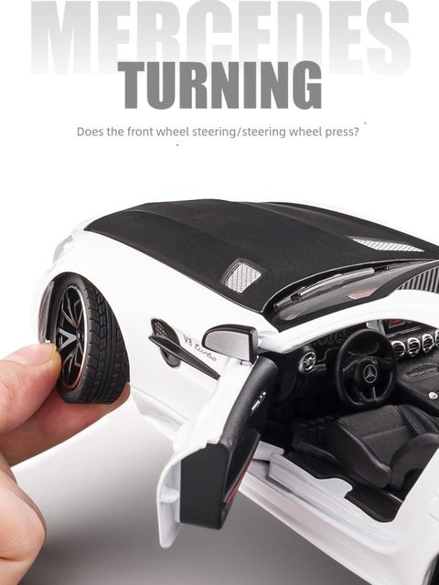 1 24 Mercedes-Benz AMG car model GTR Green Magic Supercar alloy car model sound and light boy simulation collection ornaments