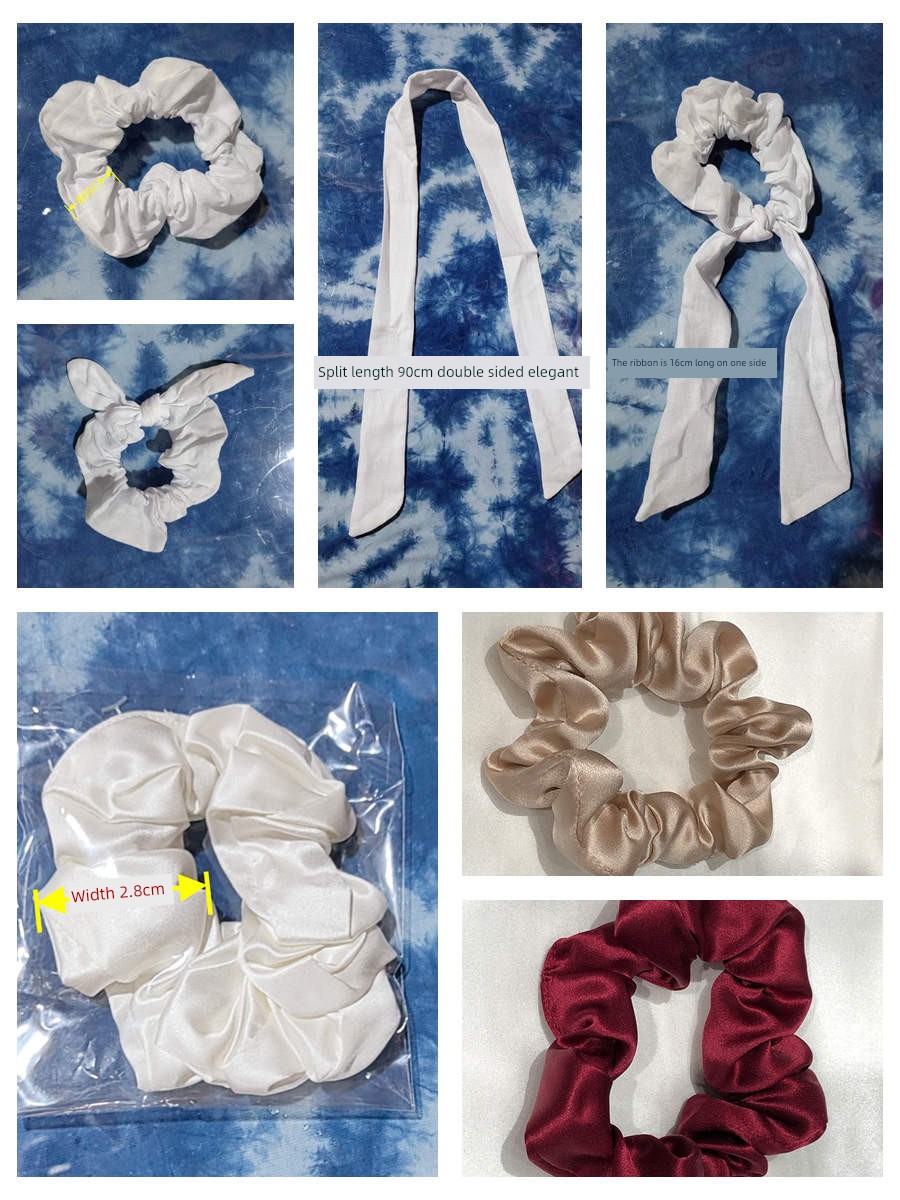 Large Intestine Hair Tie Ribbon Hair Accessory Bow Pure Cotton Children's Plant-Dyed Handmade Tie-Dye DIY with Tutorial