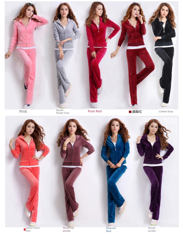 Gold wire velvet Athletic Wear suit female spring and autumn 2022 new pattern Fashion temperament Self-cultivation Big size Two Show thin tide