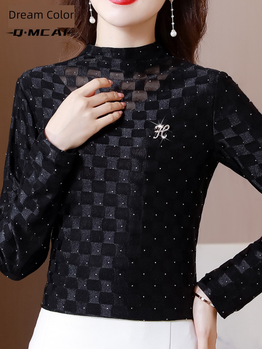 lattice Plush T-shirt noble Mother dress Undershirt