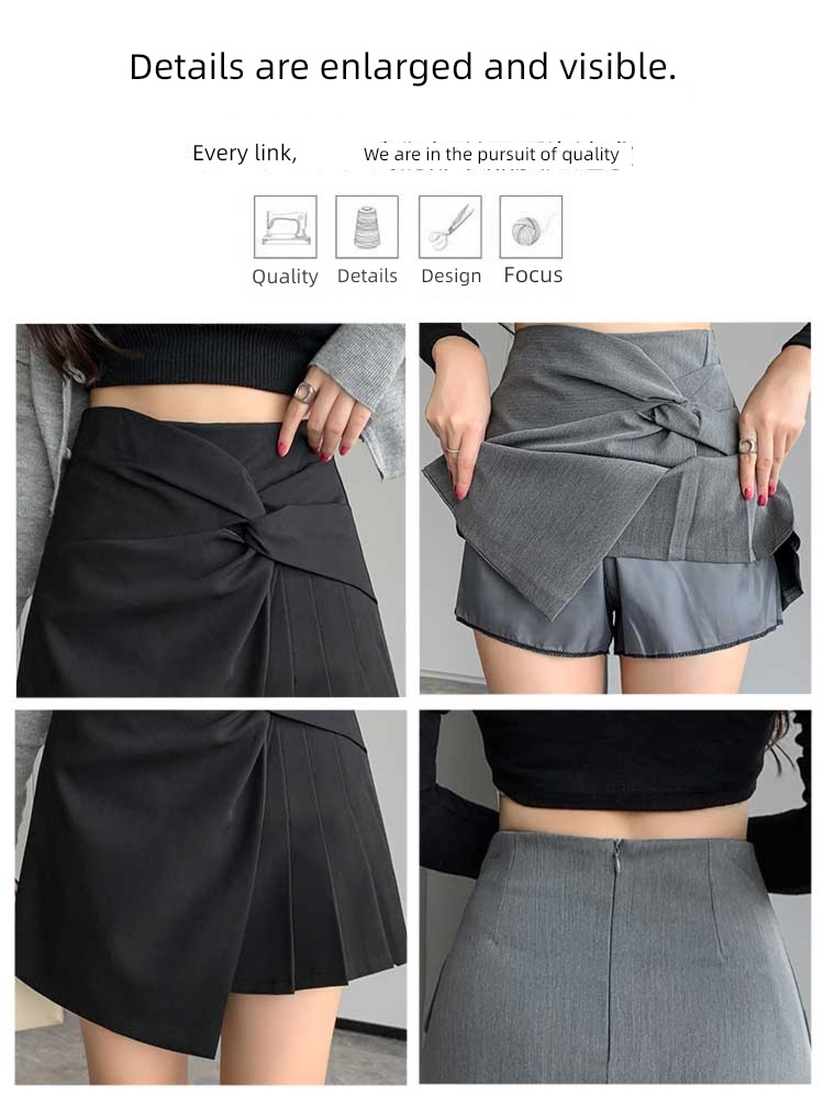 fashion fold Irregular Autumn clothes Buttocks skirt