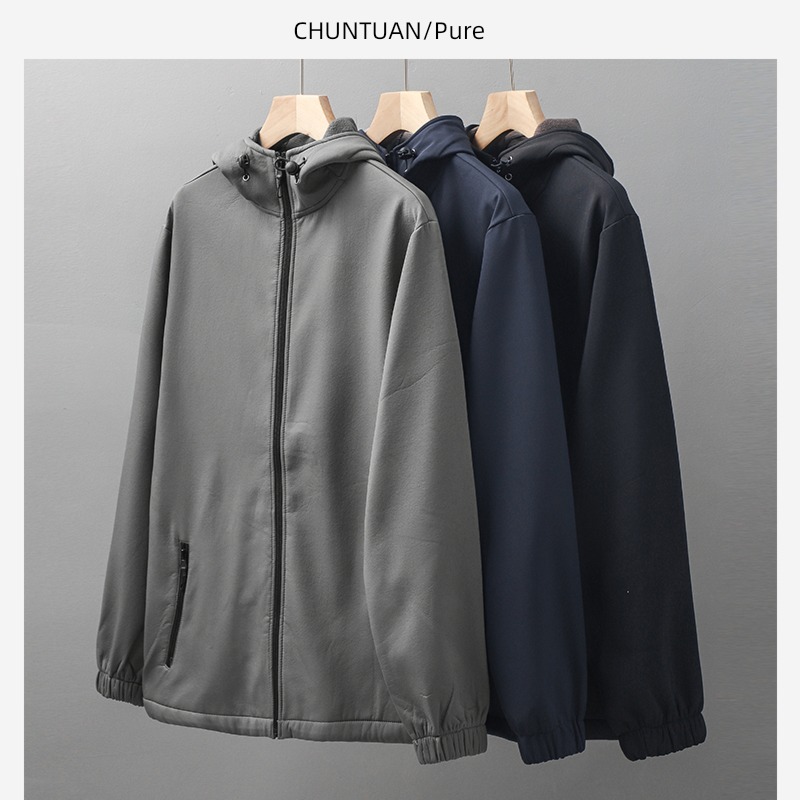 American style Hooded pizex loose coat male winter 2022 new pattern Plush thickening Windbreak zipper Jacket cotton-padded clothes man