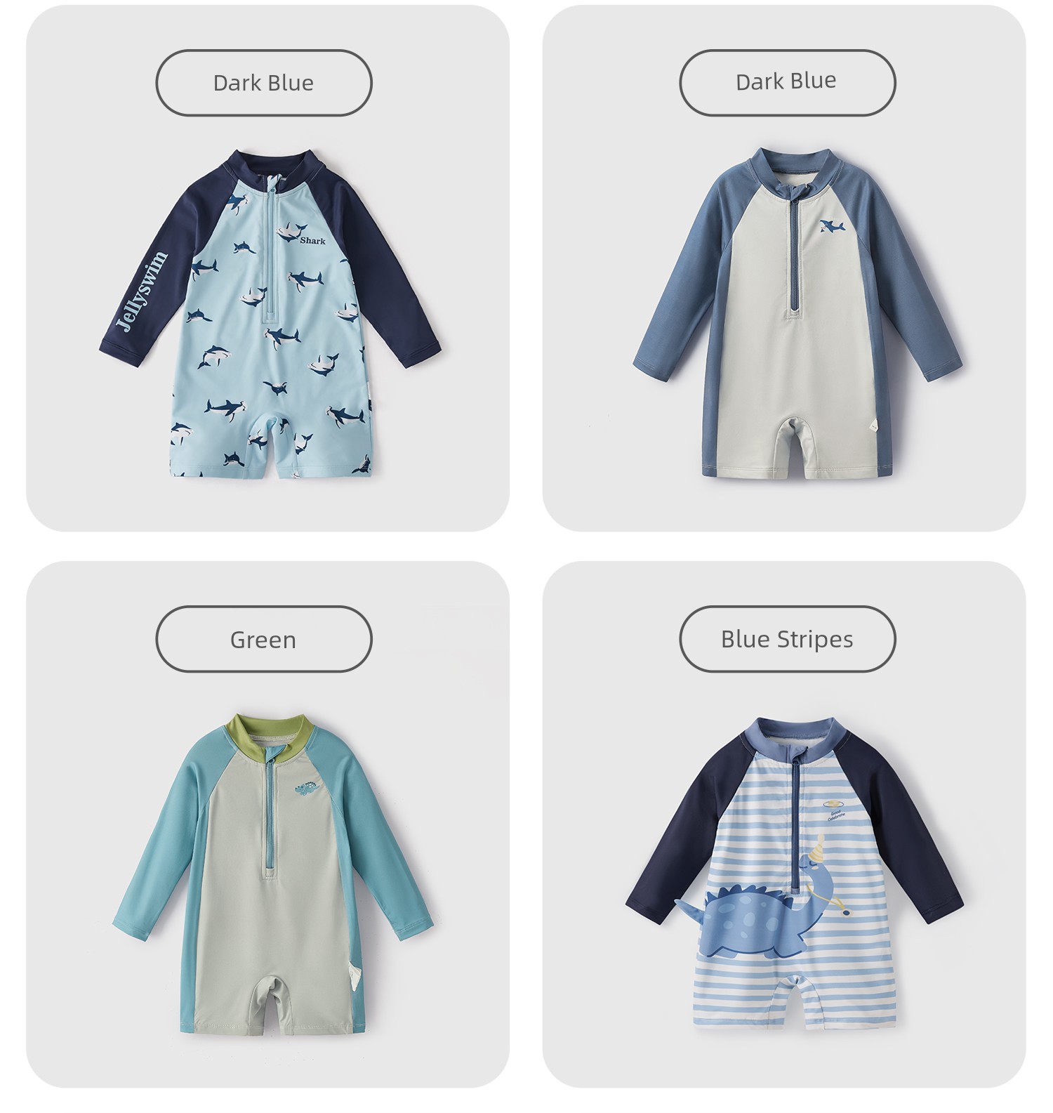 Quick-Drying Sun Protection Children's Separates Shark Long Sleeves Swimsuit — 44