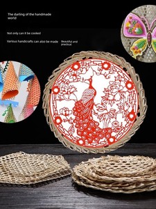 Handmade Bamboo Mat, Bamboo Woven Mesh Pad for Stewing Fish, Anti-Stick Pot Bottom Net, Round Bamboo Net, Anti-Burning B
