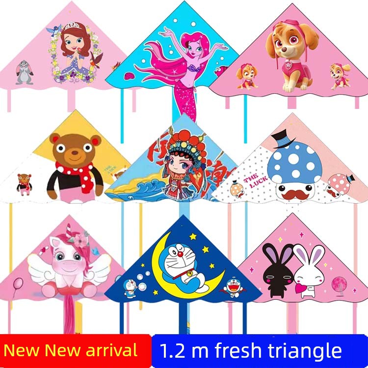 2023 New Arrival Children's Cartoon Kite 1.2 M Fresh Triangle Panda