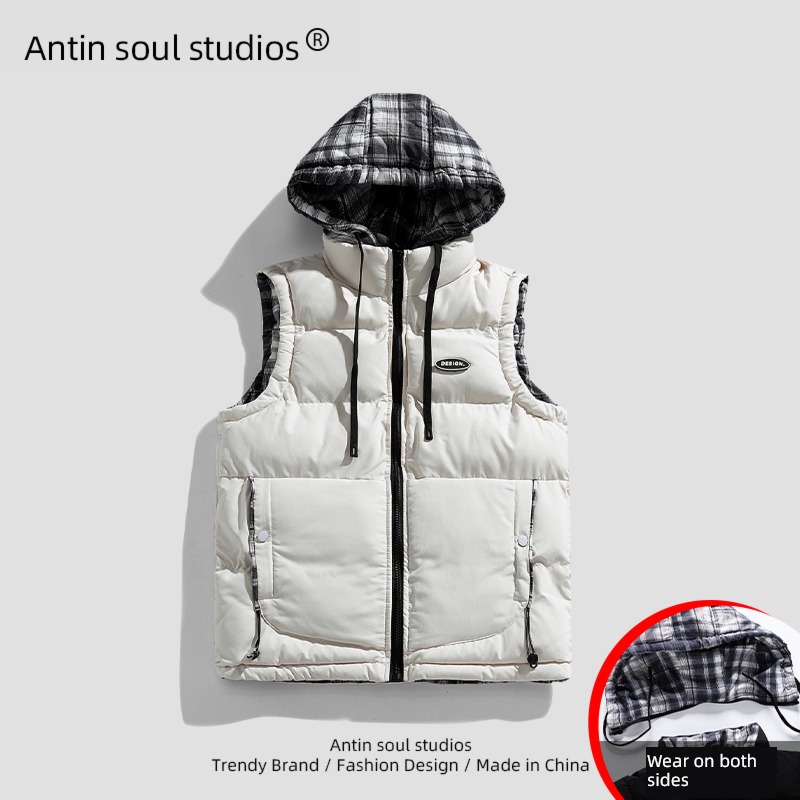 Hooded waistcoat vest cotton-padded jacket spring and autumn winter Vest