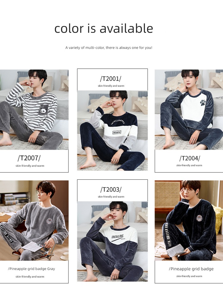 male Autumn and winter thickening keep warm Flannel Condom pajamas