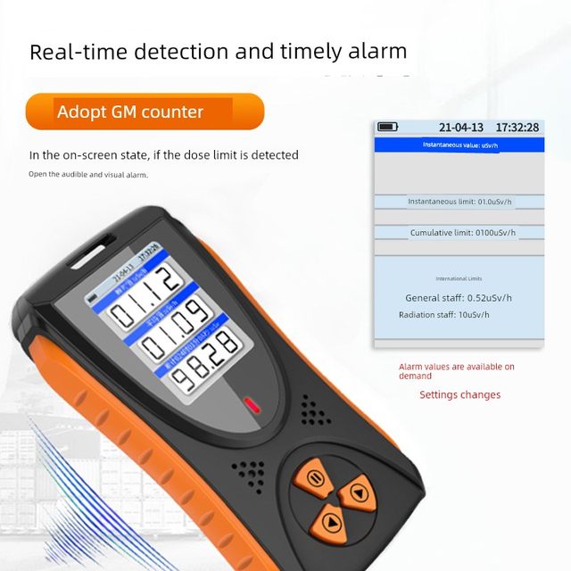 Geiger Counter Nuclear Radiation Detector Professional Marble X-ray Portable Radioactive Personal Dosage Alarm