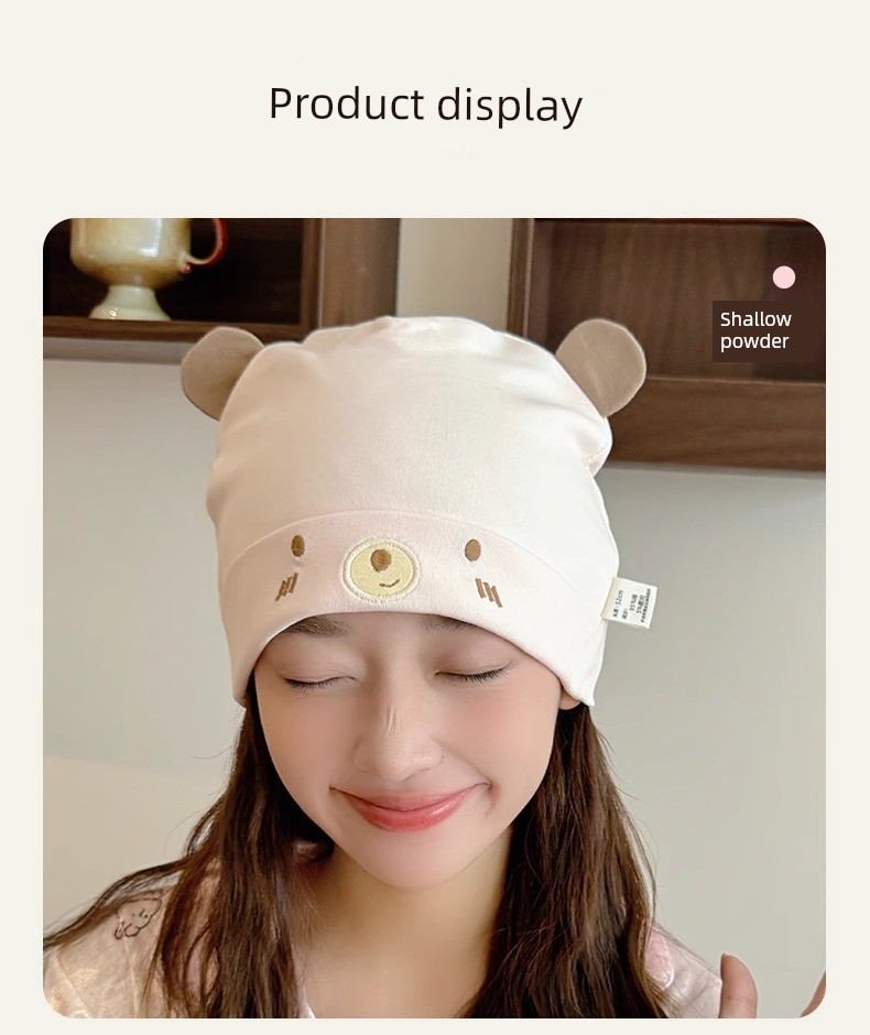 Postpartum Hat for All Seasons, Pure Cotton, Class A, Large Head Circumference, Cute, Thin Style for Spring and Summer, Windproof for Postpartum Women, — 12