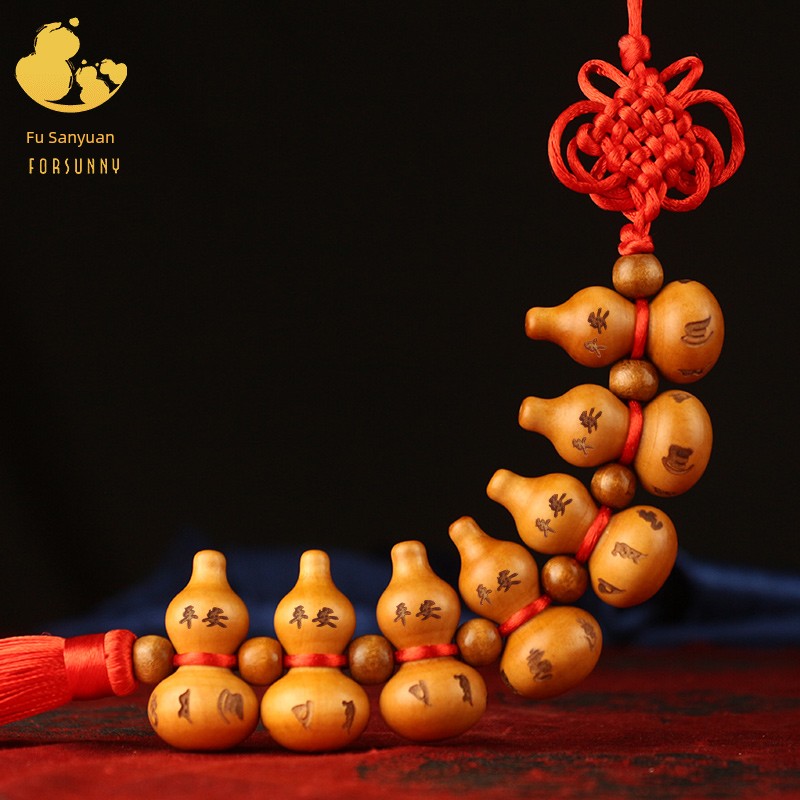 Gourd Pendant Household Peach Wood Small Calabash Wholesale Lettering Home Hallway Decoration Doorway Ornaments Door to Door Bedroom