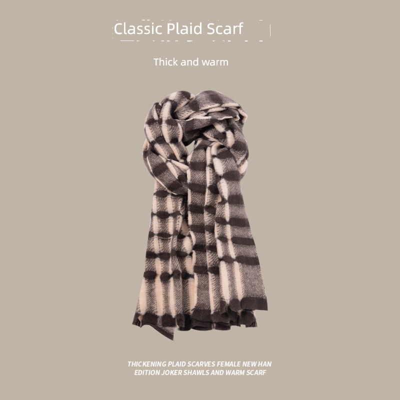 female winter thickening new pattern Korean version lovely lattice scarf