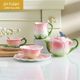 Underglaze hand-painted creative rose ceramic tableware household enamel salad bowl coffee cup saucer cold water kettle girl heart