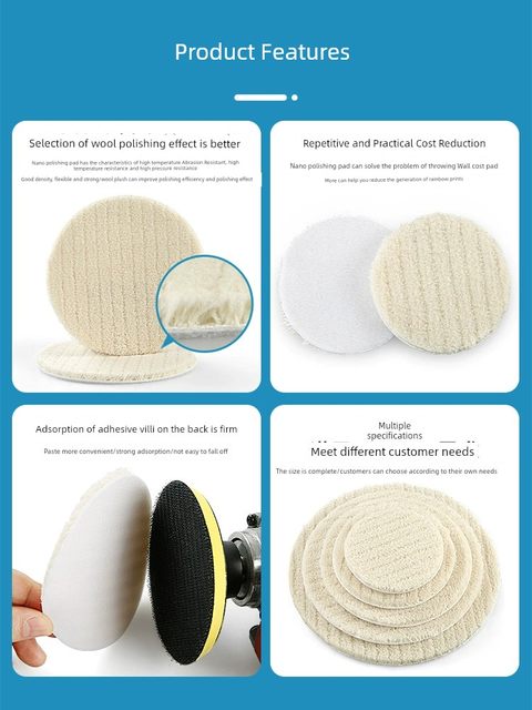 Nano-coated pad Stone polishing pad Marble crystal mirror polishing waxing white pads puffing pad wool pad