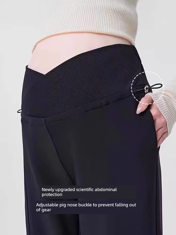 Maternity Pants for Autumn, Black Straight-Leg Pants for Outdoor Wear, 2026 New Style, Low-Waist, Non-Tight on the Belly, Summer Wide-Leg Pants, Autumn Wear — 3