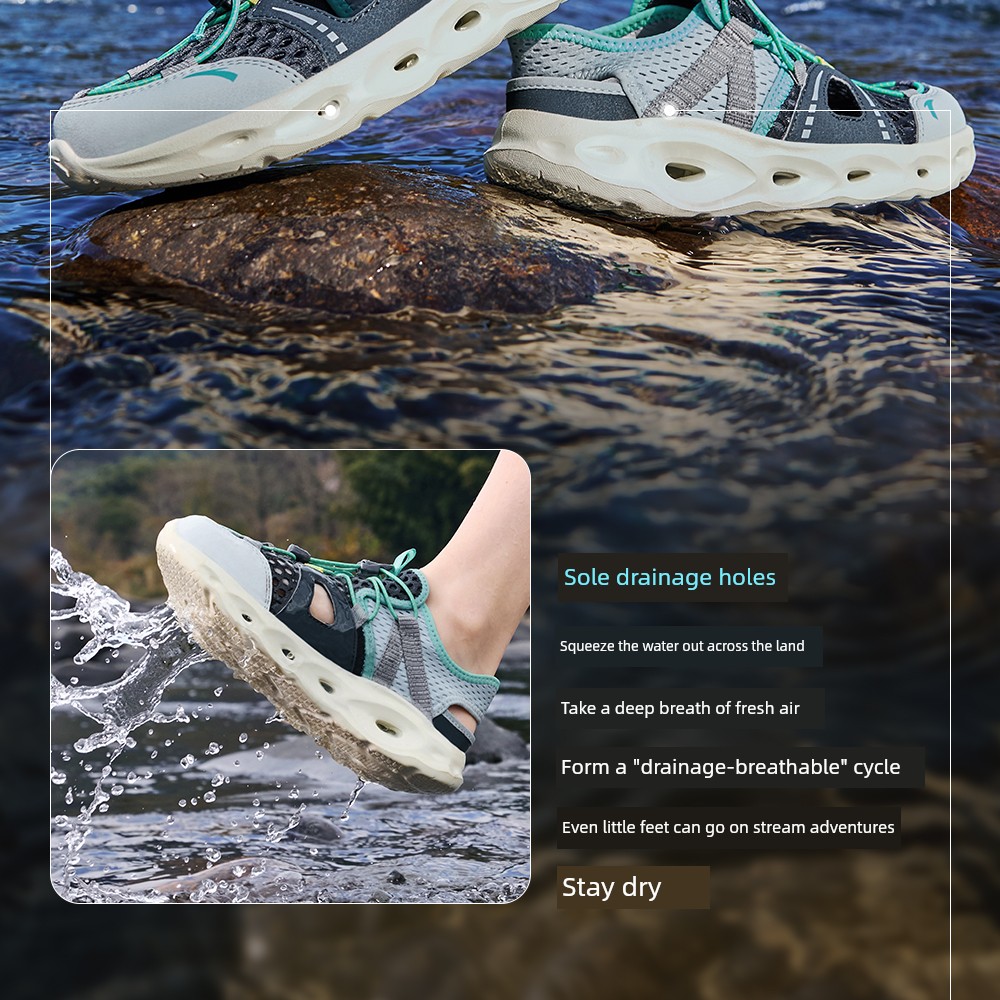 Anta Kids Boys' Beach Shoes 2026 Summer New Non-Slip Wear-Resistant Closed-Toe Sandals for Older Children — 7