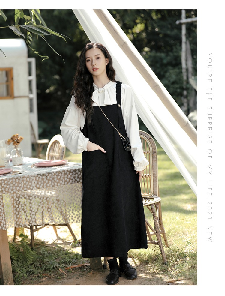 Autumn clothes corduroy Retro Strap skirt