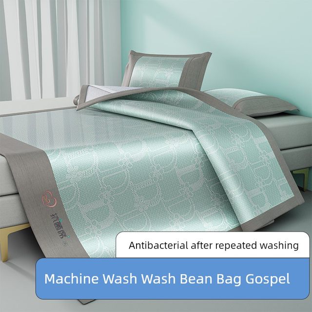Summer cool ice silk mat three-piece set single and double student washable folding bed sheet soft mat