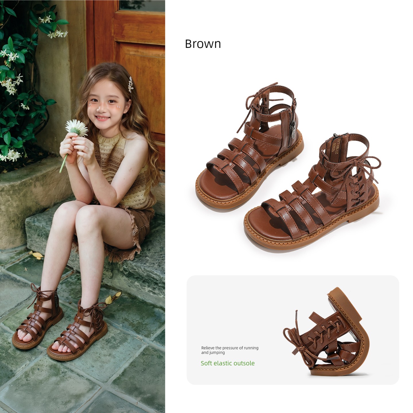 Girls' Sandals, Kidsren's Roman Shoes, 2026 New Models, Soft-Soled Shoes for Middle and Large Kidsren, Summer Shoes for Girls, Summer Shoes for Girls — 1