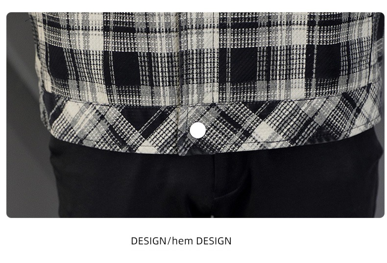 Plush lattice Flannel collar trend keep warm Self-cultivation leather clothing