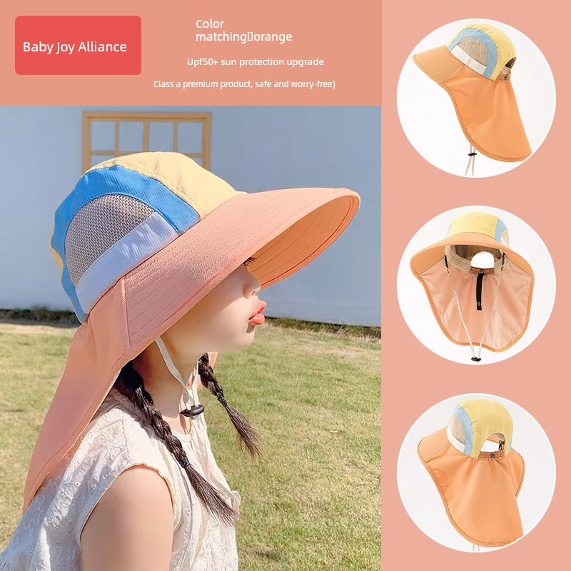 Children's Sun Protection Hat, Girls' Sun Hat, Boys' Sun Hat, Beach and Seaside Uv Protection Hat with Large Brim — 1