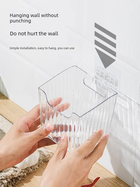 Onion, Ginger, Garlic Storage Box Storage Shelf No Punching Kitchen Chili Storage Basket Thick Wall-mounted Transparent Hanging Basket Hanging Basket