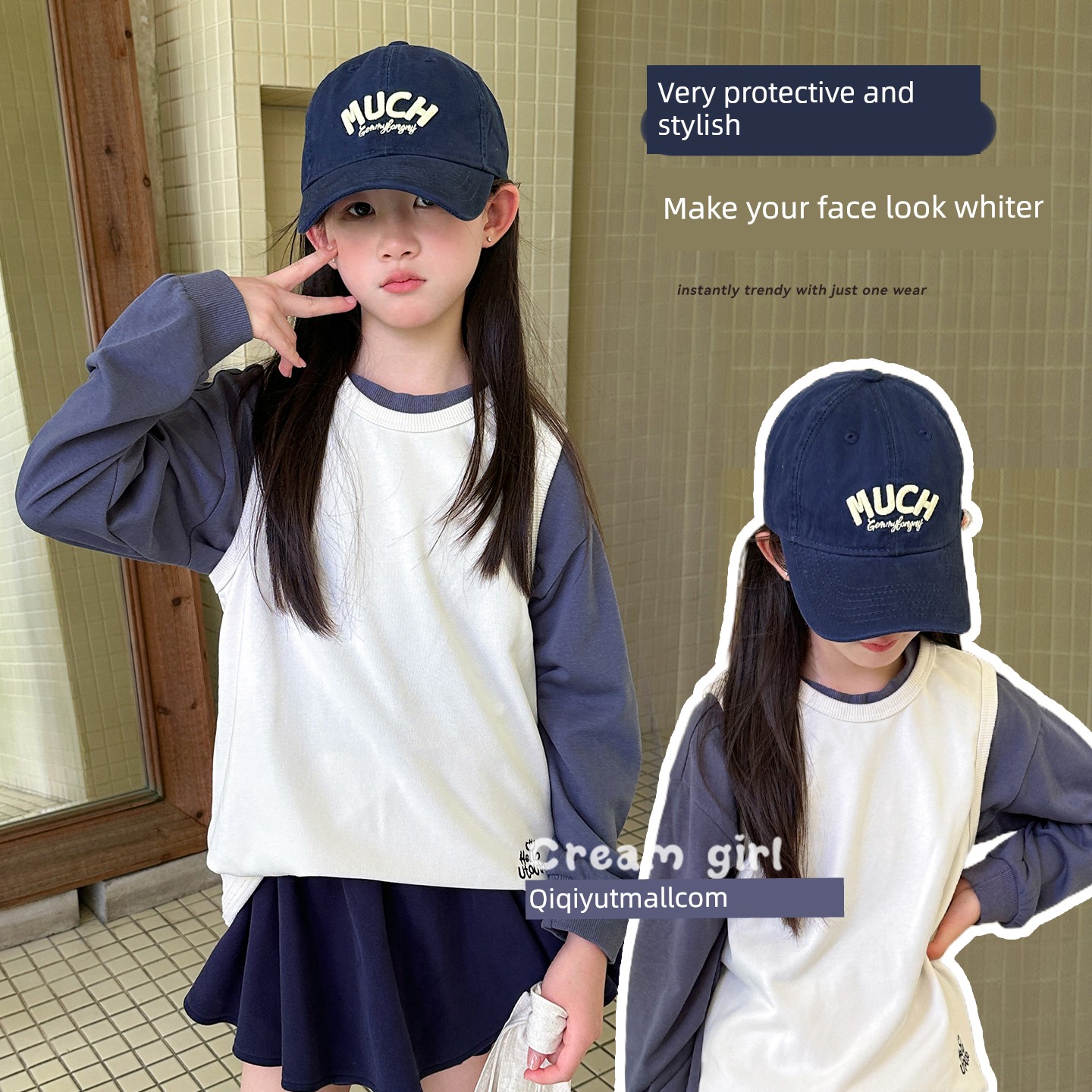 Girls' Korean High-End Baseball Cap, Children's Sun Protection Hat for Autumn, Stylish Sunshade Hat for Boys and Girls — 7