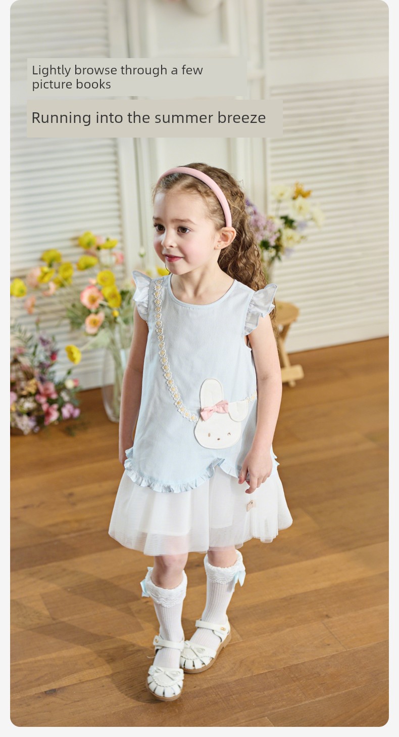 David Bella Girls' Summer Dress New Style Lyocell Cool Gauze Skirt Blue Princess Dress Baby Girl Dress — 5