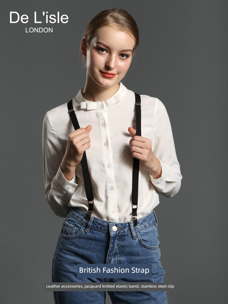 ma'am Prevent falling genuine leather accessories Retro Narrow Strap clip
