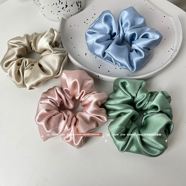 30mm Silk Scrunchie 4cm Hair Tie 100% Mulberry Silk Heavy-Duty Thickened High-End Vintage Hair Rope Hair Accessory — 10