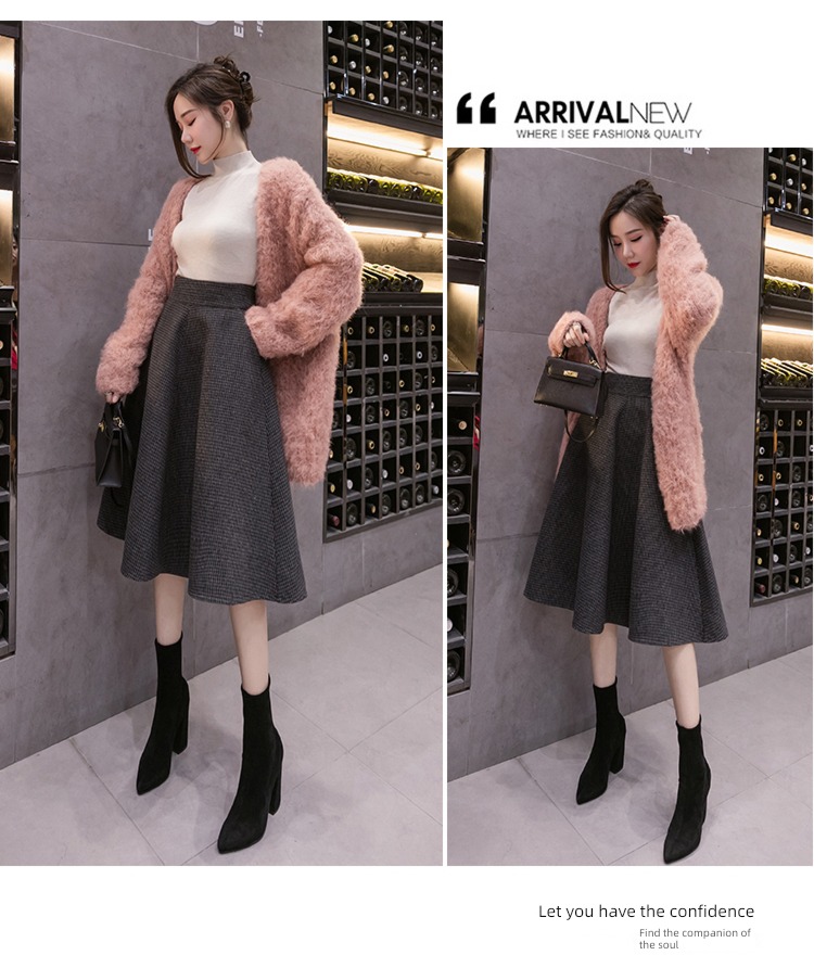 early autumn winter Big swing Wool Half body Women's wear Fluffy skirt