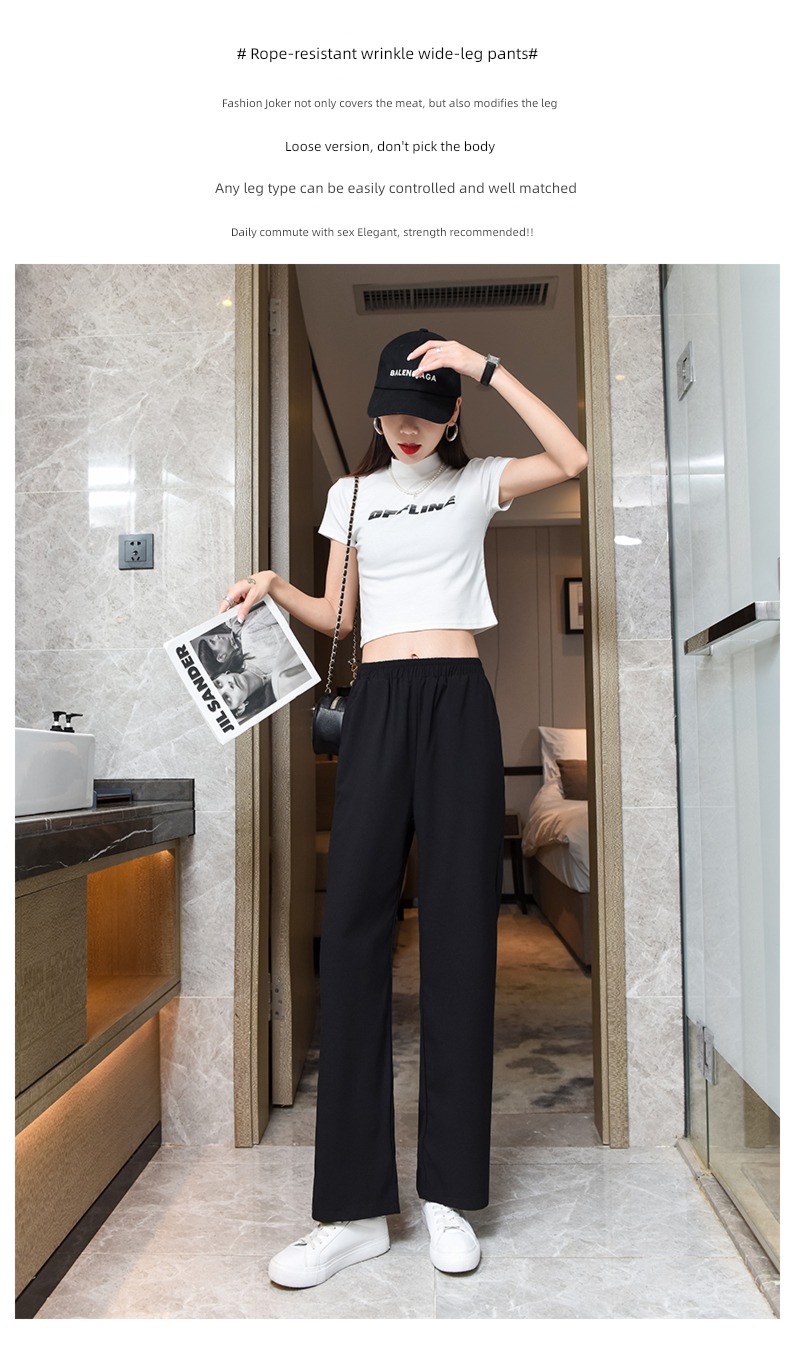 Chiffon easy Sagging sensation High waist Thin money leisure time Wide leg pants