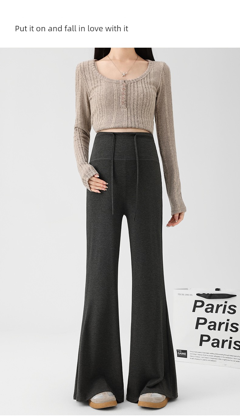 Jq Jingqi Maternity Pants for Autumn and Winter, Suitable for Wearing Outside during Pregnancy, Do Not Tighten the Belly, Slightly Flared Pants, Thick — 17