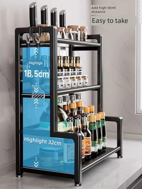 Kitchen seasonings storage rack countertop multi-function kitchen utensil storage rack chopsticks knife tool knife rack pot lid rack seasoning