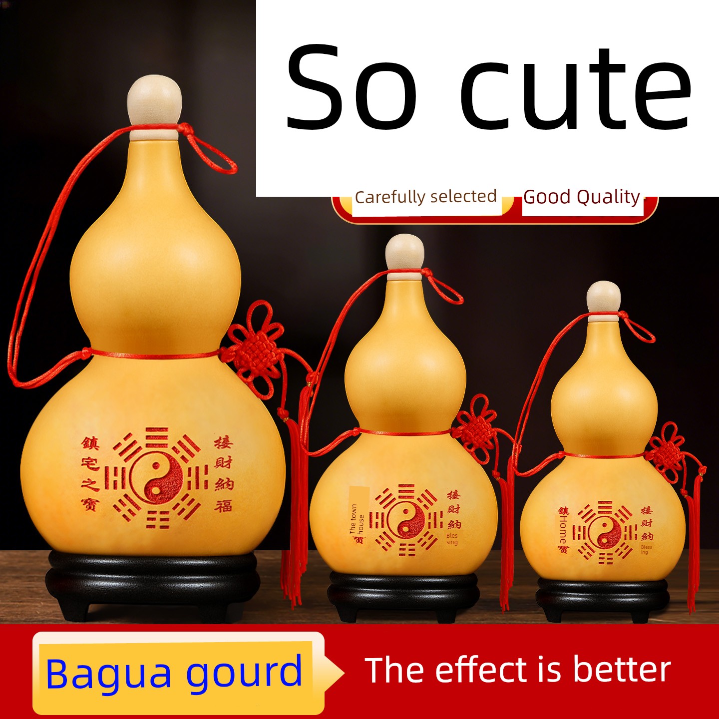 Real Natural Gourd Ornament, Eight-Trigram Open-Mouth Gourd Pendant, Real Gourd to Resolve Issues with the Bathroom Next Door and Decorate the Bedroom
