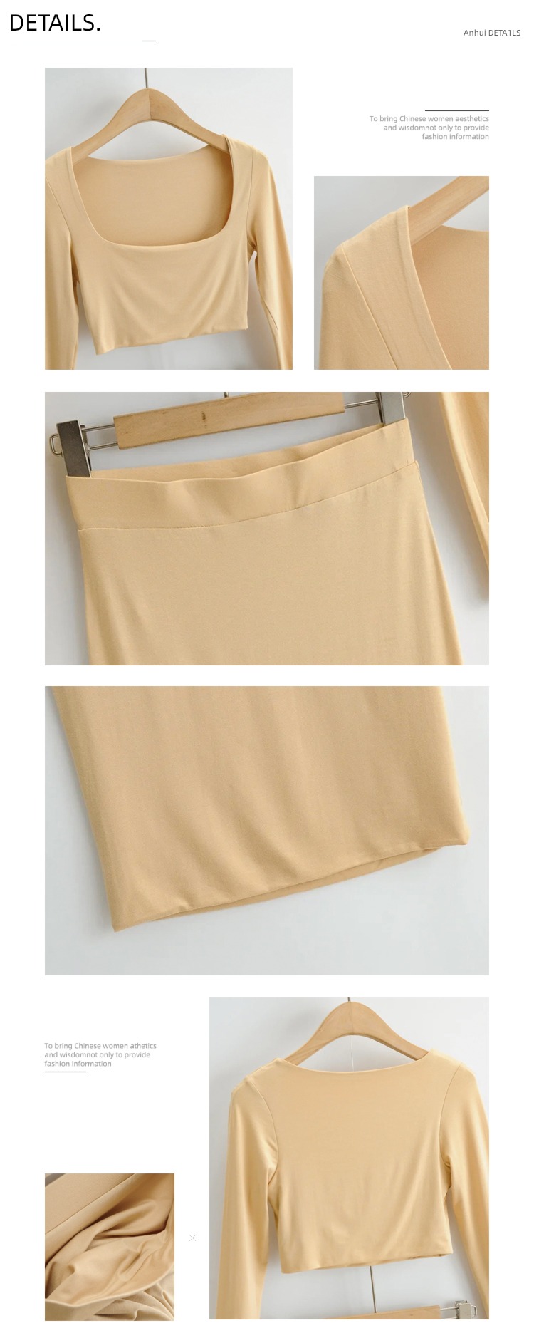 Ultra short Tight fitting U collar One pace skirt French Buttocks T-shirt