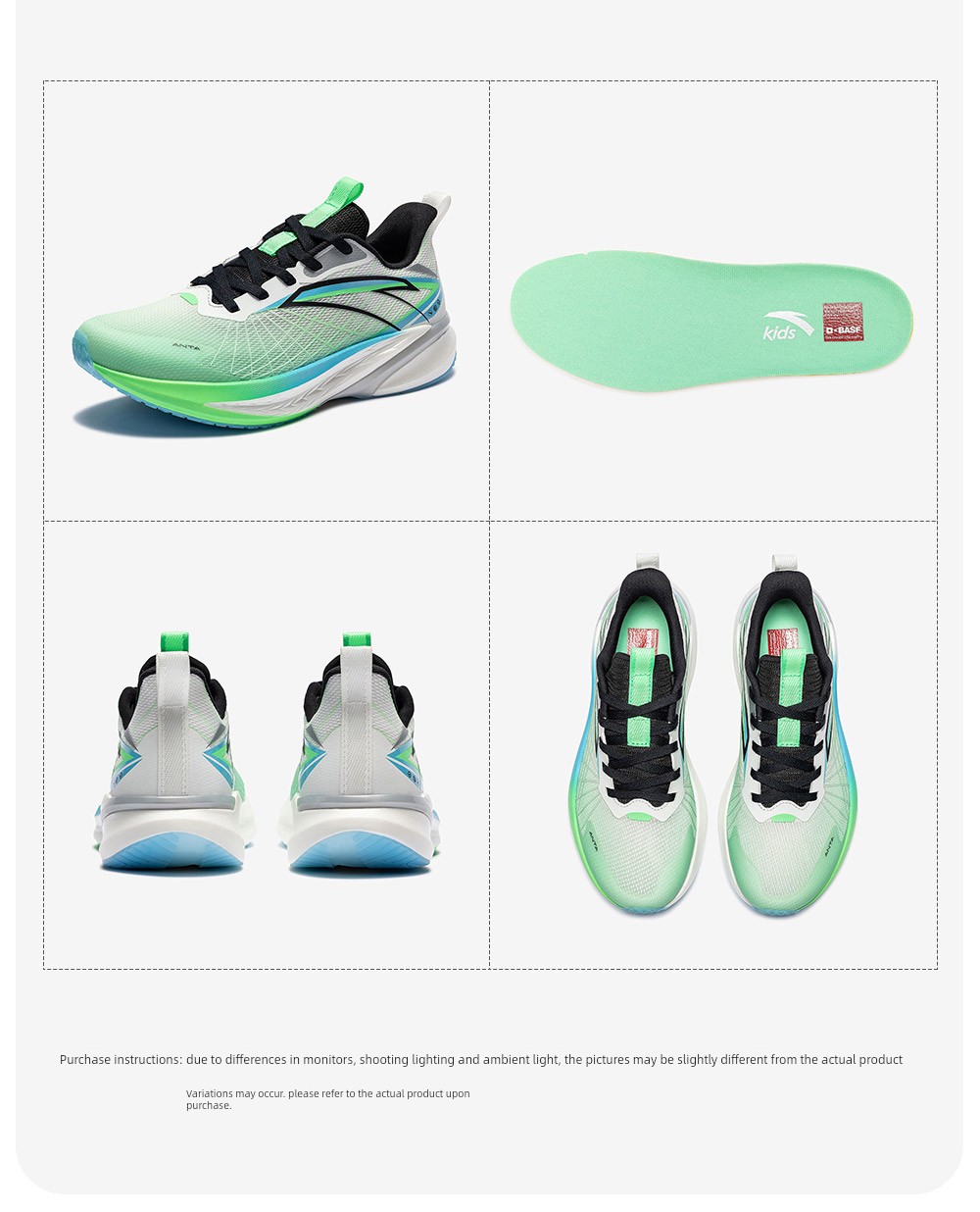 Anta Children's Wave 4 Running Shoes 2026 Summer New Breathable Professional Physical Test Running Shoes for Boys and Girls Youth Shoes — 24