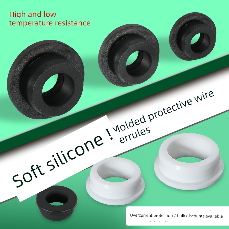 T-Type Rubber Protective Ring through-Hole High and Low Temperature Resistant Soft Silicone Outlet Ring Cable Chassis Protective Sleeve Hollow Hole Plug