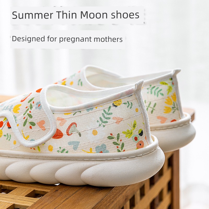 Postpartum Shoes, Summer Thin Style, Non-Slip for Pregnant and Postpartum Women, Soft Sole, Breathable, Thick Sole, Closed Heel, Suitable for September and Spring/Autumn, Model 1011
