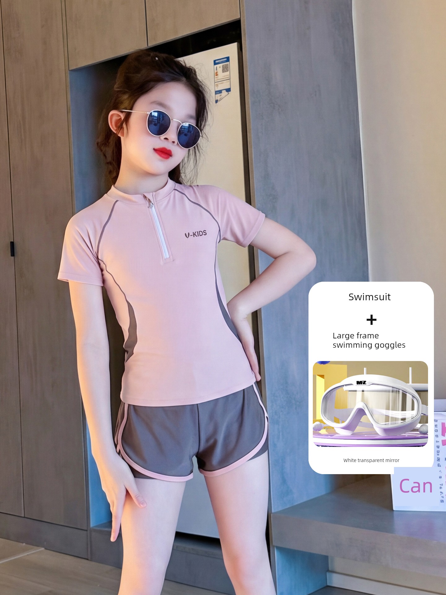 Girls' Two-Piece Swimsuit for Older Children, 2026 Summer New Model, Quick-Dry Professional Training Swimwear for Kids — 8