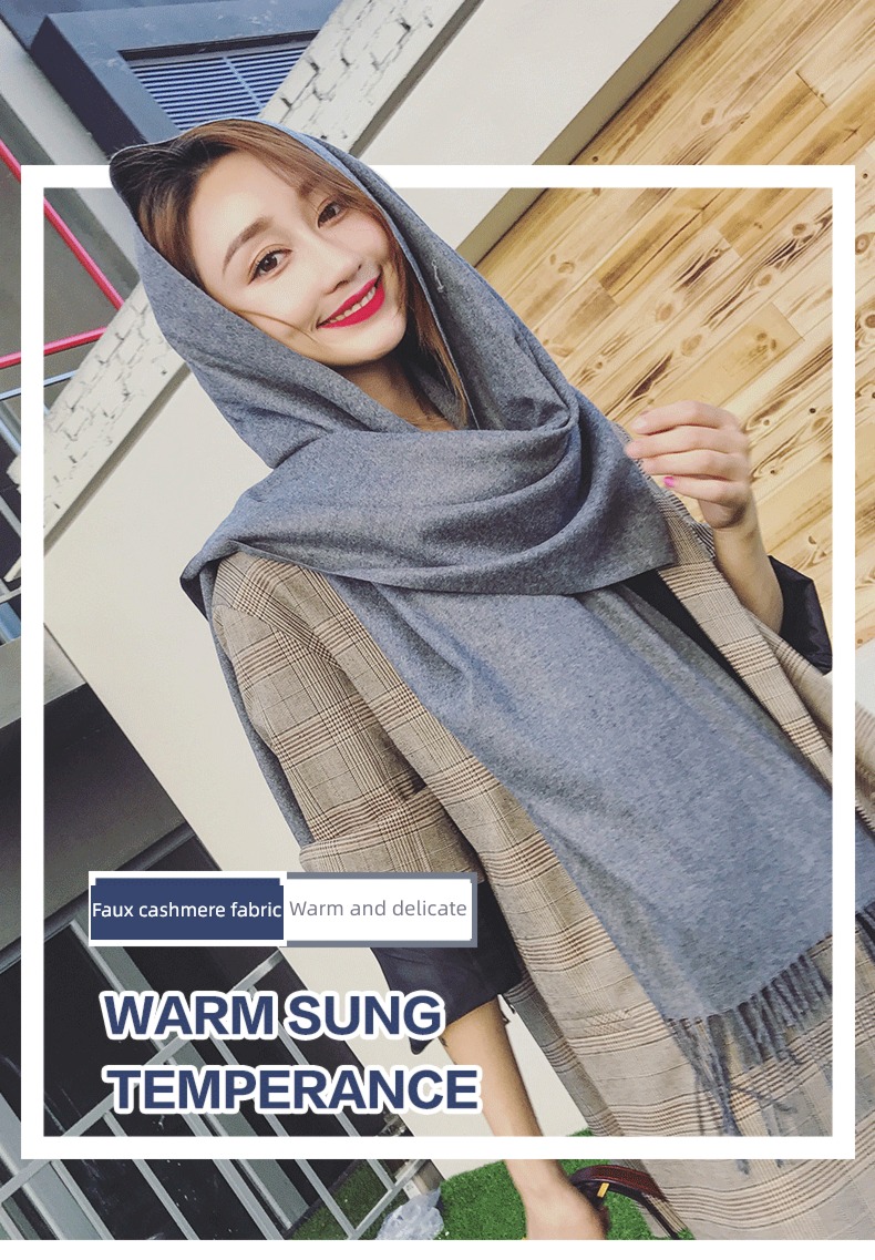 female Autumn and winter Stylish and versatile thickening tassels scarf